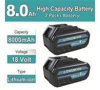 ¡Batería de 8.0Ah! 2 Paquetes de Batería de Litio 18V 8.0Ah Reemplazo para Baterías Makita BL1860B BL1860B BL1850B BL1840 BL1840B BL1830B BL1830 BL1820 BL1815 BL1835 BL1845 -400