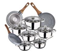 Bateria de cocina 12 piezas SAN IGNACIO Cassel, acero inoxidable, con juego sartenes (18/26/28 cm) SAN IGNACIO Daimiel en aluminio forjado
