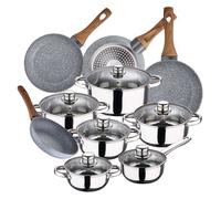 Bateria de cocina 12 piezas SAN IGNACIO Cassel, acero inoxidable, con juego sartenes (20/24/26/28 cm) SAN IGNACIO Daimiel en aluminio forjado