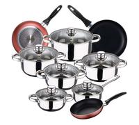 San Ignacio Bateria de cocina 12 piezas Cassel, acero inoxidable, con juego sartenes (16/20/24 cm) Paradise en aluminio prensado