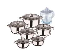 Bateria de cocina 12 piezas san ignacio de acero inoxidable en color cromado colección cassel+exprimidor de 40w de potencia - capacidad de 1.2 litros