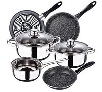Bateria de cocina 5 piezas SAN IGNACIO Cassel, acero inoxidable, con juego sartenes (18/20/24 cm) MAGEFESA K2 Gransasso en acero esmaltado
