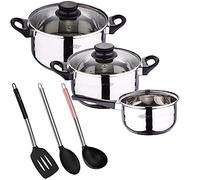 Bateria de cocina 5 piezas San Ignacio de acero inoxidable con set de 3 utensilios de cocina en nylon