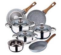 Bateria de cocina 7 piezas faro de acero inoxidable con juego de sartenes (22/24/26 cm) daimiel en aluminio forjado