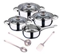 San Ignacio Batería de cocina 7 piezas en acero inoxidable + Set 3pcs Utensilios de cocina en Acero Inoxidable, PK3369