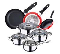 San Ignacio Batería de cocina 7 piezas en acero inoxidable + Juego de 3 sartenes 16/20/24 cm, PK3364