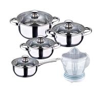 Batería de cocina 7 piezas san ignacio fabricada en acero inoxidable apta para todo tipo de fuegos+exprimidor de 40w de potencia,1.2 litros