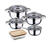 Batería de cocina 7 piezas san ignacio fabricada en acero inoxidable apta para todo tipo de fuegos+hermético de 650ml en vidrio de borosilicato