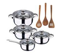 Batería de cocina 7 piezas san ignacio fabricada en acero inoxidable apta para todo tipo de fuegos+ san ignacio agros set 3pc utensilios cocina