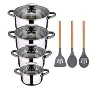 San Ignacio Batería de cocina Hita 8 piezas inoxidable apta para inducción con 3 utensilios silicona