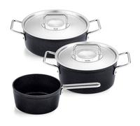 Batería de cocina ADAMANT, tapas para cazo de acero inoxidable, juego de 3 piezas, negro, aluminio, Fissler