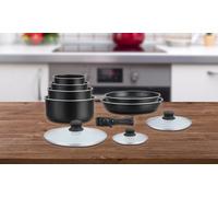 Batería de cocina de 10 piezas con revestimiento efecto piedra: Rojo