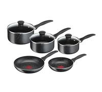 Batería de Cocina de Aluminio Bistro, de Tefal., Aluminio, Negro, 20 & 24CM Frying Pans, 16 & 18 & 20CM Saucepans with Lids