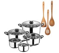 Batería de cocina de ocho piezas San Ignacio+ Delantal de Cocina Gris oscuro 100% Algodón 75x80cm de talla única SMART MasterPRO Battery + 3 utensils