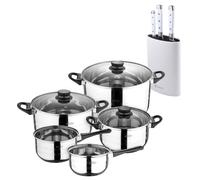 Batería de cocina de ocho piezas San Ignacio+ Delantal de Cocina Gris oscuro 100% Algodón 75x80cm de talla única SMART MasterPRO Battery + white knives