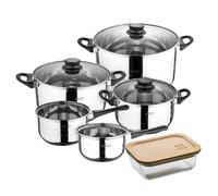 Batería de cocina de ocho piezas San Ignacio+ Delantal de Cocina Gris oscuro 100% Algodón 75x80cm de talla única SMART MasterPRO Battery + bergner airtight