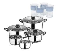 Batería de cocina de ocho piezas San Ignacio+ Delantal de Cocina Gris oscuro 100% Algodón 75x80cm de talla única SMART MasterPRO Battery + noia glasses