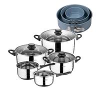 Batería de cocina de ocho piezas San Ignacio+ Delantal de Cocina Gris oscuro 100% Algodón 75x80cm de talla única SMART MasterPRO Battery + oven molds