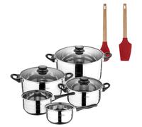 Batería de cocina de ocho piezas San Ignacio+ Delantal de Cocina Gris oscuro 100% Algodón 75x80cm de talla única SMART MasterPRO Battery + excalibur utensils