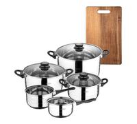 Batería de cocina de ocho piezas san ignacio+ tabla de cortar 40,3x25,2x2,5cm de madera de acacia noia san ignacio