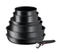 Batería de cocina INGENIO BLACK STONE L3998702, juego de 7 piezas, negro, aluminio, Tefal