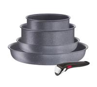 Batería de cocina INGENIO NATURAL FORCE L3969053, juego de 5 piezas, gris, aluminio, Tefal