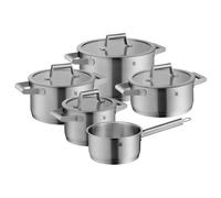 Batería de Cocina WMF Comfort Line de 5 Piezas - Acero Inoxidable 18/10, Base TransTherm® para Inducción, con Tapa de Cristal y Borde Vertedor