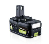 Batería de repuesto de 5,5 Ah para Ryobi de 18 V con indicador LED compatible con P102 P103 P104 P105 P106 P107 P108 RB18L50 RB18L40 RB18L25 RB18L15 RB18L13 y BPL-18L 15 Herramientas inalámbricas (1)