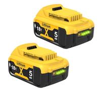 Batería de repuesto para Dewalt DCB182 (2 unidades, 5000 mAh, 18 V, 5 Ah, repuesto para baterías Dewalt DCB200, DCB184, DCB101, DCB107, DCB112, DCB105, DCB115, DCB203, con batería de herramientas LED)