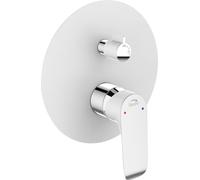 Batería empotrada de pared Laveo Alea, cromada/blanca, con interruptor BLE_60PD: duradera, de cerámica, de un solo mando, para montaje en pared