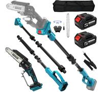 Batería podadora Ast Mini 6 pulgadas motosierra telescópica con baterías 21 | Sierra de podar eléctrica para Makita 18 V, barra telescópica ajustable, sierra de cadena de mano, altura de trabajo hasta