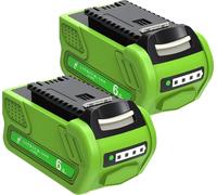 Batería recargable de 40V, con una capacidad de 6000mAh, compatible con herramientas Greenworks. Paquete de 2 baterías de 6000mAh