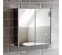 Bath Vida Armario con Espejo de baño con 2 Puertas de Acero Inoxidable, Color Plateado con Mecanismo de Cierre magnético, aleado, Plata, 13 x 45 x 45 centimetres