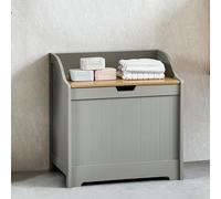 Bath Vida Priano - Armario de Almacenamiento para Cuarto de baño, Cesta de Madera (Gris y Roble)
