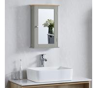 Bath Vida Priano - Armario de baño con Puerta de Espejo Individual montado en la Pared, Color Gris y Roble