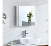 Bath Vida Tiano - Armario de baño de Doble Puerta con Espejo montado en la Pared, Acero Inoxidable Moderno
