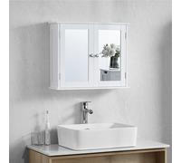 Bath Vida Vida Designs Milano-Armario de baño con Doble Puerta con Espejo, Montaje en Pared, Color Blanco, Madera de ingeniería, White, H 47 x W 57 x D 18 cm