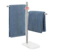 BathAce Soporte para toallas de mano, soporte para toallas de mano en forma de F con base de mármol, soporte de acero inoxidable con 2 brazos giratorios, toallero de pie para baño, cocina, encimera,