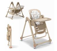 BATHBY Trona Evolutiva 3 en 1 - Plegable y Portátil, con Altura, Reposapiés, Respaldo y Bandeja todo Ajustables, 8 Niveles de Regulación y Sistema de Seguridad, Hasta 6 Años (Marrón)