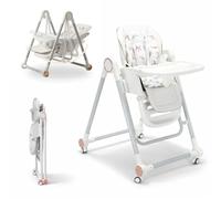 BATHBY Trona Evolutiva 3 en 1 - Plegable y Portátil, con Altura, Reposapiés, Respaldo y Bandeja todo Ajustables, 8 Niveles de Regulación y Sistema de Seguridad, Hasta 6 Años (Blanco)