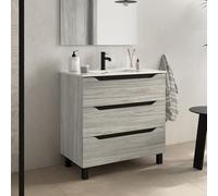 bathme Trio Mueble de Baño con Lavabo 3 Cajones Color Roble Cambrian - Medida: 80 cm 80 cm