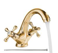 Bathroom Faucet, Brass Kitchen Tap, 1.89 inches Antique Mixer, Double Handle Design, 60cm Flexible Hose, Single Hole Bronze Finish, Ideal for Home, Hotel, and Basin Sink Replacement