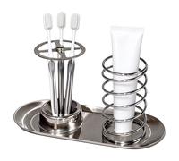 Bathroom Toothbrush Holder | 3-Piece Heavy Duty Modern with Drip Tray | Bathroom Toothbrush Holder | 3-Piece Heavy Duty Modern with Drip Tray | Toothbrush Storage Toothpaste Squeezer for Home Kit