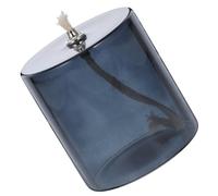 BATHVEVE Lámpara de Aceite de Vidrio Artesanal Grande Gris Oscuro Mecha Metálica, Lámpara Decorativa Hogar y Fiesta, Portavelas Funcional para Ambiente Acogedor