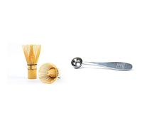 Batidor Chasen de bambú Tradicional de 100 Varillas té Match Cuchara medidora para té Matcha - dosis de 1 gramo - Medida Taza - Acero Inoxidable 18/10