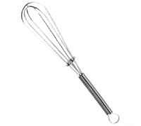 Batidor de mano de acero inoxidable para mini batidor de huevos, batidor de crema, mango de resorte, herramienta de horneado, plata, 13,5 cm