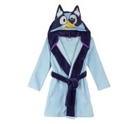 Batín Infantil de Bluey - Color Azul - Talla 3 Años - Bata Larga Fabricada con Poliéster Coral Fleece 100% - Incluye Cinturón para Atar - Capucha con Orejas - Producto Original Diseñado en España