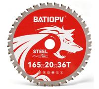BATIOPV Hoja de Sierra Circular 165 x 20 mm, 36 Dientes - Ideal para Corte de Acero, Aluminio y Tubos Metálicos, Compatible con Herramientas Dewalt y Makita, Einhell