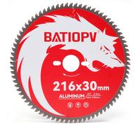 BATIOPV Hoja de Sierra Circular 216 x 30 mm, 80 Dientes para Aluminio y Metales No Ferrosos - Disco TCT de Carburo para Ingletadora y Sierra de Mesa - Compatible con Bosch, Makita y Metabo