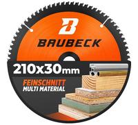 BAUBECK Multi Material Hoja de sierra circular 210x30 - Disco sierra circular 210mm madera, aluminio y mucho más. - Disco ingletadora 210 compatible con Scheppach, Parkside y muchos más